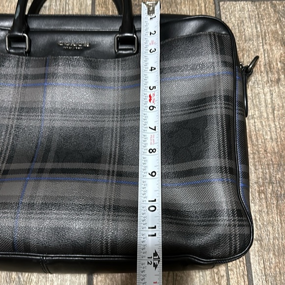 Coach Signature Canvas Plaid Print Beckett Slim Leather Briefcase - Picture 15 of 16